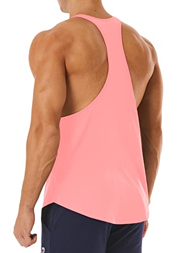 Men's Workout Quick Dry Soft Gym Bodybuilding Stringer Tank Tops - color: Pink, size: Small