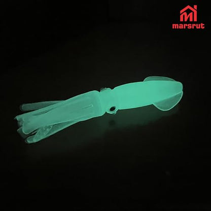 20pcs Luminous Octopus Trolling, Squid Lures Fishing Saltwater, Glow in Dark, Soft Colorful Bait Squid Skirts Fishing Lures Set for Saltwater Freshwater, 3.74 Inch x 1.10 Inch, Green When Glowing