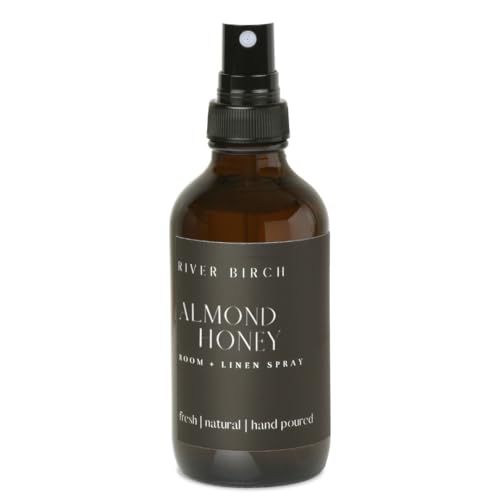 River Birch Almond Honey Scented Linen and Room Spray | Home Fragrance | 4 oz Glass Amber Bottle | Luxury Signature Scent | Handmade in Texas - color: Almond Honey