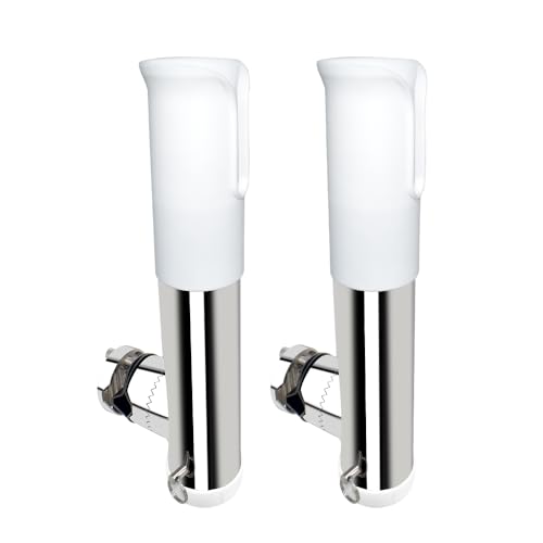 Made 2Pcs Stainless Clamp on Fishing Rod Holder, 316 Stainless Tournament Style Clamp on Fishing Rod Holder, Portable Fishing Pod Rack (White) - color: White