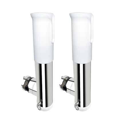 Made 2Pcs Stainless Clamp on Fishing Rod Holder, 316 Stainless Tournament Style Clamp on Fishing Rod Holder, Portable Fishing Pod Rack (White) - color: White