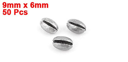 uxcell Egg Lead Fishing Weights Sinkers, 50Pcs 0.4" x 0.2" Line Tackle Fishing Weights Oval Shape Split Shots Sinkers for Saltwater Freshwater Fishing
