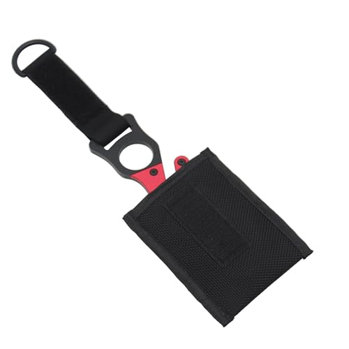 Premium Aluminum Safety Line Cutter – Compact Blade with Interchangeable Ceramic Blades & Durable Nylon Sheath - color: black red