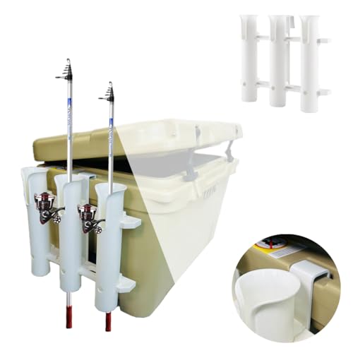 Fishing Rod Holder Bracket Wall Mounted Fishing Pole Holder,4 Pole Tube Attachment Rod Holders,Cooler Fishing Rod Holder with Tie-Down Slot,Use for YETI Coolers and RTIC Coolers