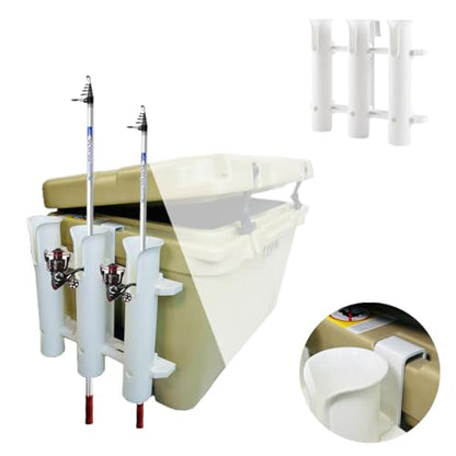 Fishing Rod Holder Bracket Wall Mounted Fishing Pole Holder,4 Pole Tube Attachment Rod Holders,Cooler Fishing Rod Holder with Tie-Down Slot,Use for YETI Coolers and RTIC Coolers