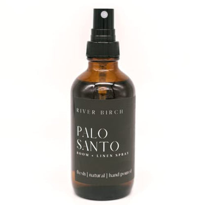 River Birch Luxury Linen and Room Spray - Palo Santo Home Signature Scent - Room Fragrance Spray - Fragrant Fresh Linen Air Freshener For Bedding - Handmade in Texas - 4 oz Glass Amber Bottle - color: Palo Santo