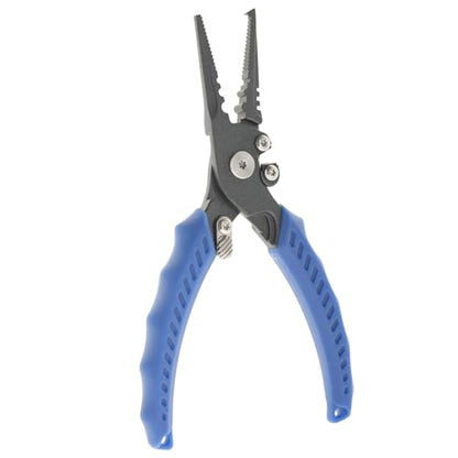 Reaction Tackle Fishing Pliers, Stainless Steel Saltwater Pliers with Braid Cutter, Hook Remover and Crimper, PTFE Coated Coated with Sheath and Lanyard - size: 6" Split Ring
