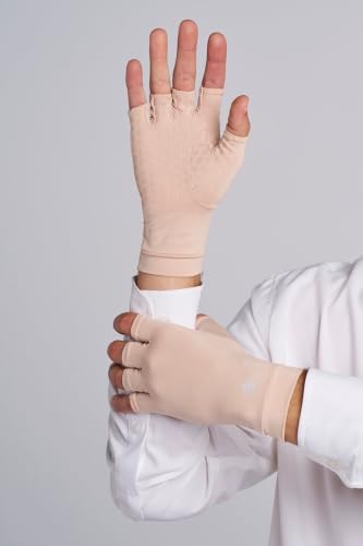 Coolibar Fingerless UV Sun Gloves - UPF 50+ Sun Protection - Ouray - color: Beige, size: Medium