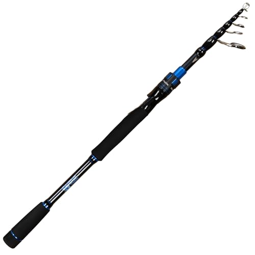 Reaction Tackle Telescopic Spinning Rod Series– Carbon Travel Fishing Rod – Collapsible Rod for Freshwater and Saltwater - size: Medium/Light (90")