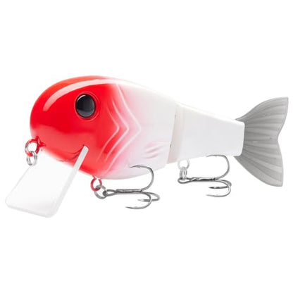 BASSROCK Topwater Fishing Lures for Bass Pike Salmon Floating Swimbait Jointed Crankbait Freshwater Saltwater 4.9in/1.76oz RK1001 - color: Red Head, size: 3.9in/1.04oz