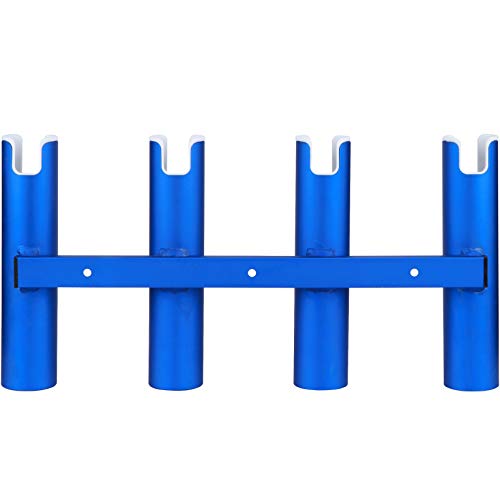 Aluminium Wall-Mounted Fishing Rod Holder for Boat, Garage & Marine - Holds Rods & Poles - color: Large Blue 4 Tubes