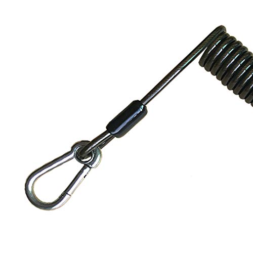 Retractable Tool Lanyard, Fishing Coiled Lanyard, Stainless Steel Inside Heavy Duty Fishing Safety Rope Extension Cord Tether, for Deep Sea Fishing Tools Rod Kayak Paddles, with Carabiner -2Pcs