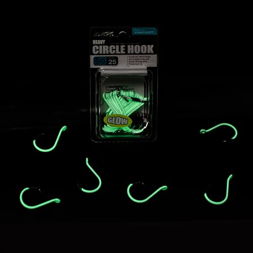 BKK Offset Heavy Circle Glow Hook 25-Pack | 2X | Glow in The Dark | Needle Point - size: 8/0#