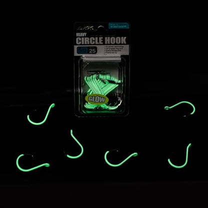 BKK Offset Heavy Circle Glow Hook 25-Pack | 2X | Glow in The Dark | Needle Point - size: 8/0#