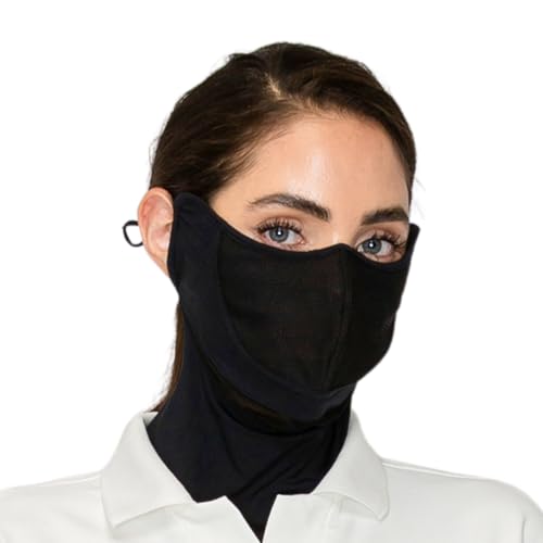 Cooling Face Mask UVA&B 99.9% Block Made in KOREA UV Protection Sports Lightweight Breathable Golf Cycling Driving - color: Black