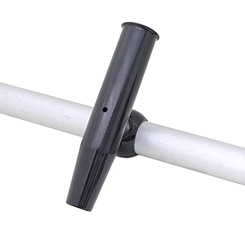 T-Top Rod Holder Aluminum Single clamp on fit 2.5",2.375",2.25",2" inch Horizontal or Vertical Fishing Boat Tower/Leaning Post/Rail Raider - color: Black