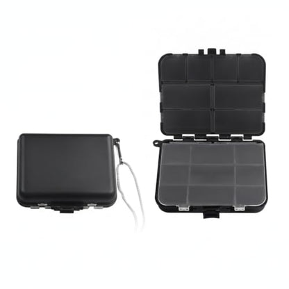 Fits Standard Vest Pockets and Kayak Hatches: Compact Double-Sided Fishing Tackle Box for Lures and Hooks, Black PP Plastic Storage Container - size: 4.57 x 3.62 x 1.26 in
