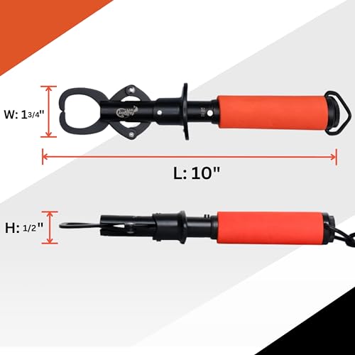Catfish Pro Tournament Series Stainless Steel Fish Lip Gripper with Scale | One-Handed Operation | Rotating Head, Cushioned Handle, & Adjustable Lanyard for Easy, Precise, and Comfortable Fishing