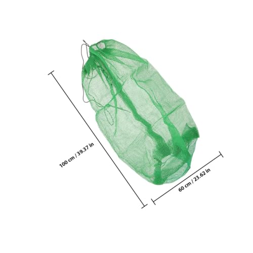 SUPVOX Portable Nylon Fishing Net Bag with Drawstring, 100x60cm Collapsible Fish Keeper Net for Outdoor Live Fish Storage and Crab Catching