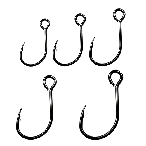 THKFISH 50pcs/100Pcs Box Inline Single Hooks Replacement Fishing Hooks for Lures Baits Inline Circle Hooks Large Eye with Barbed Saltwater Freshwater #2#1 1/0 2/0 3/0 - color: 50pcs-black
