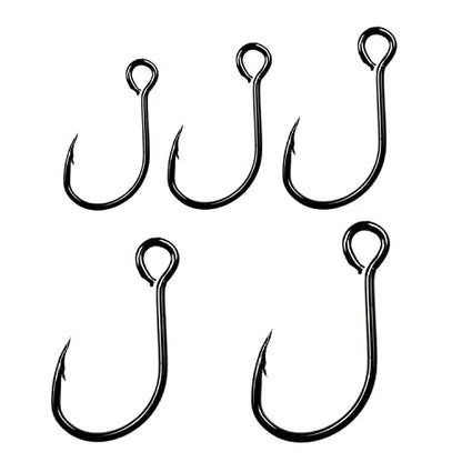 THKFISH 50pcs/100Pcs Box Inline Single Hooks Replacement Fishing Hooks for Lures Baits Inline Circle Hooks Large Eye with Barbed Saltwater Freshwater #2#1 1/0 2/0 3/0 - color: 50pcs-black
