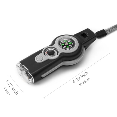 Emergency Survival Function Whistle, Outdoor Multifunctional Tool Safety Whistle with Lanyard, Ideal for Kayaking, Boating, Hiking, Camping, Climbing, Hunting, Fishing, Rescue Signaling - color: grey1
