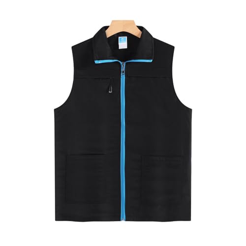 Men Women Outdoor Fishing Vest Zip Up Travel Hiking Summer Outerwear Unisex Mesh Breathable Waistcoat Lightweight - color: Black, size: Small