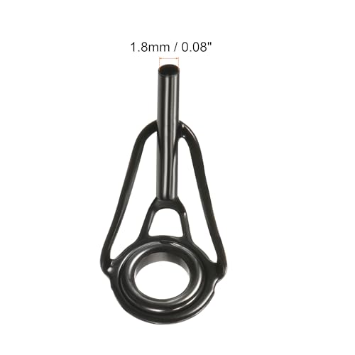 PATIKIL Tube Dia Fishing Rod Tips Repair Kit, Stainless Steel Black Guide Ring for Fishing - size: 1.8mm