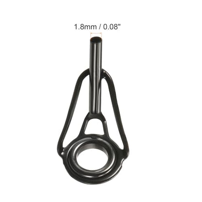 PATIKIL Tube Dia Fishing Rod Tips Repair Kit, Stainless Steel Black Guide Ring for Fishing - size: 1.8mm