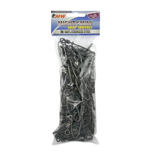 American Fishing Wire Fishing Swivels - Mighty Mini 100% Stainless Steel Snap Crane Swivels, 3X Stronger Than Brass, For Terminal Tackle Box, Up to 600lb Test - Fishing Gear for Fishing Line Leaders - style: #2/0, 450 Lb, 50 Pc