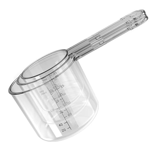 3 Piece Stackable Fishing Bait Mixing Cup Container Set Strong Construction Measuring Cup Set Safe for All Fishing Styles - color: Transparent Color