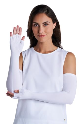 Coolibar Long Fingerless UV Sun Gloves - UPF 50+ Sun Protection - Perpetua - color: White, size: X-Small