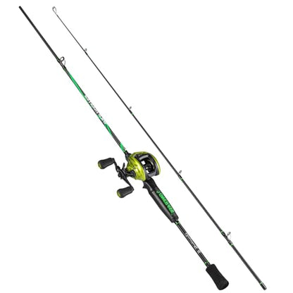One Bass Fishing Rod Reel Combos, Spinning & Casting Combo, Graphite 2Pc Blanks, Stainless-Steel Guides, Super Polymer Handle - color: Casting Combo-Left Handed, size: 6'0"