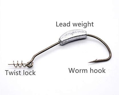 Toasis Fishing Weighted Swimbait Hooks with Twist Lock Assorted Sizes - size: 5/0-1/4_Oz-5pcs