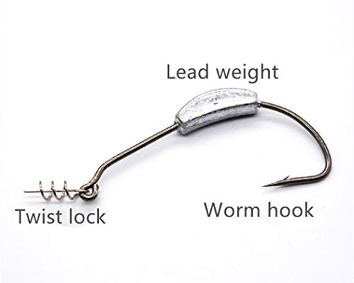 Toasis Fishing Weighted Swimbait Hooks with Twist Lock Assorted Sizes - size: 4/0-1/6_Oz-10pcs