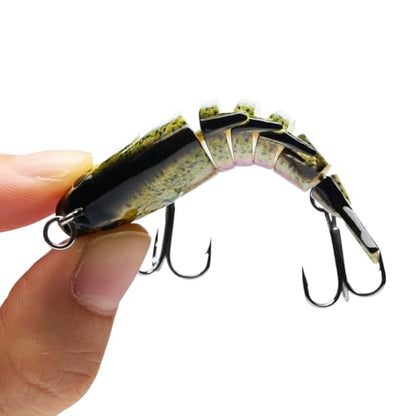 Bassdash SwimPanfish 0.34oz Hard Swimbaits Multi Jointed Topwater Trout Bass Fishing Crank Lure for Freshwater and Saltwater - color: Light Rainbow