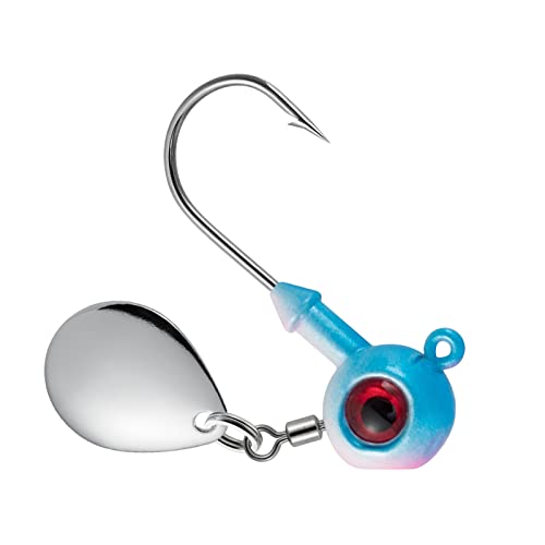 Dr.Fish 10 Pack Underspin Jigs Heads Freshwater Swimbait Ball Jig Bass Walleye Fishing Hooks Colorado Spinner Blade Flat Bottom Stand up - color: Pink Blue, size: 1/8oz-Hook #2