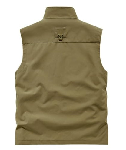 Utility Vest for Men Fishing Golf Travel Hiking Photo Outwear Lightweight Sleeveless Jacket with Pockets - color: Khaki1, size: Large