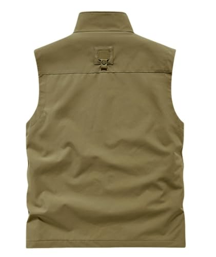 Utility Vest for Men Fishing Golf Travel Hiking Photo Outwear Lightweight Sleeveless Jacket with Pockets - color: Khaki1, size: Small