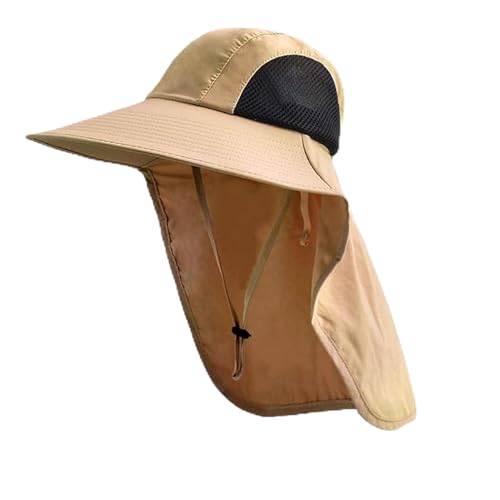 Sun Hat for Men Women with Neck Flap,UPF 50+ UV Protective Hiking Fishing Hats,Wide Brim Sun Hat for Women&Men - color: 1pack-khakisleeves