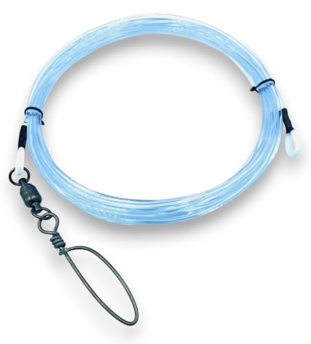Wahoo Shock Leader for High Speed Trolling. 250-400lb Test Available, with Ball Bearing snap Swivel. - color: Light Blue, size: 300 lb