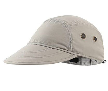 Connectyle Mens Foldable UV Protection Sun Hat with Removable Neck Flap Outdoor Adventure Sun Cap for Fishing Hiking Safari - color: Light Grey