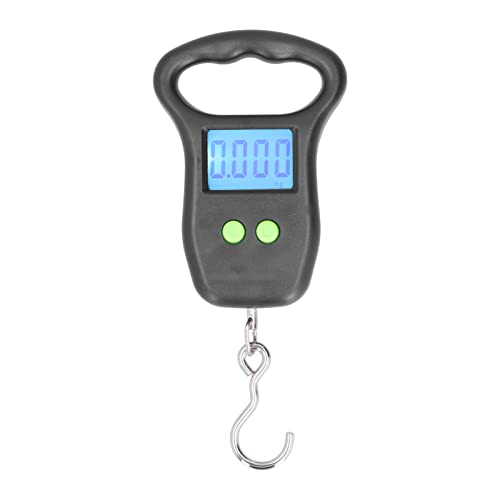 Digital Hanging Scale, Portable Accurate Electronic Weighing with Backlit LCD Display for Travel Fishing ABS Black 50kg 2 AAA Battery Powered