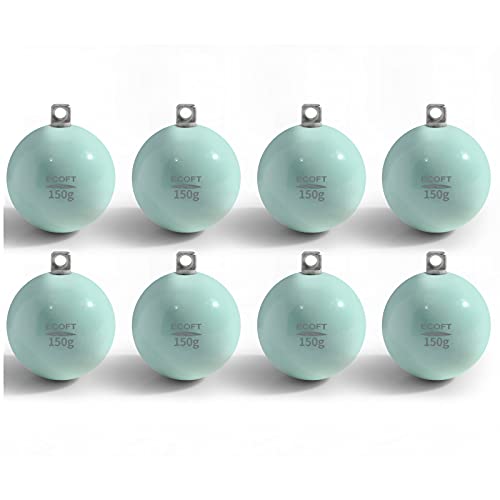Lead Free Fishing Weights Sinkers 20g-200g Coated Egg Sinkers Cannonball Weights Assorted Sizes Bag and Fishing Weights Assortment Box Non-Lead Fishing Weights Saltwater Freshwater - style: 150g(5.29oz)-8pcs