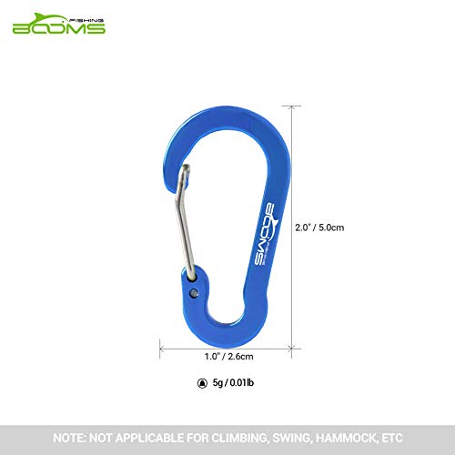 Booms Fishing CC1 Multi-Use Carabiner Clip, 6 Pack Small Caribeener Clips, Mini Keychain Caribeaner Clip 2 inch, Aluminum D Ring Carabiners, Multi-Colored - color: Blue, 6pcs