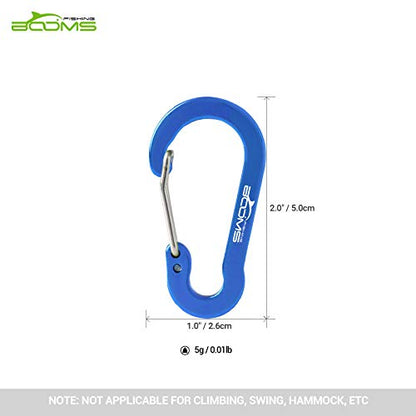 Booms Fishing CC1 Multi-Use Carabiner Clip, 6 Pack Small Caribeener Clips, Mini Keychain Caribeaner Clip 2 inch, Aluminum D Ring Carabiners, Multi-Colored - color: Blue, 6pcs