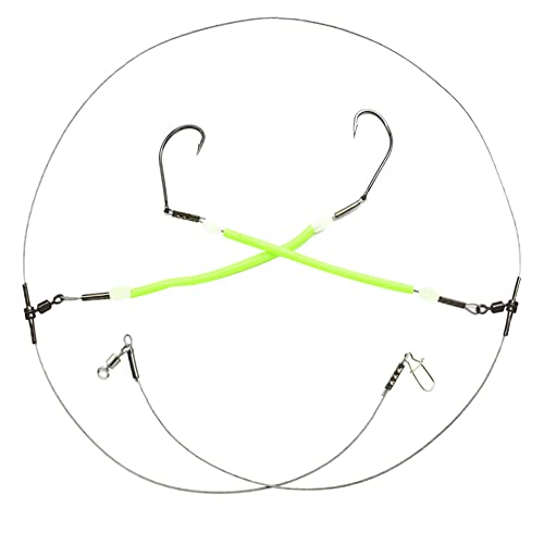 High Strength Steel Wire Leader Rigs with Hooks Swivels Snap Connect,Saltwater Fishing Assecories Steel Wire Leader with Nylon-Coating - size: 16#