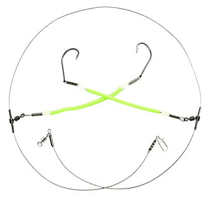 High Strength Steel Wire Leader Rigs with Hooks Swivels Snap Connect,Saltwater Fishing Assecories Steel Wire Leader with Nylon-Coating - size: 16#