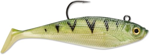 Storm WildEye Swim Shad Soft Plastic Swimbait, Paddle Tail Fishing Bait for Bass and Freshwater Fishing, 3", Yellow Perch, Pack of 3