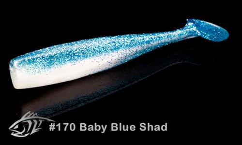 Lunker City Fishing Shaker 3.25" Swimbait Soft Plastic Bass Walleye Lure Saltwater Swimming Tail Action Pike Swim Bait, 7 Per Bag, Made in The USA - color: 170 Baby Blue Shad
